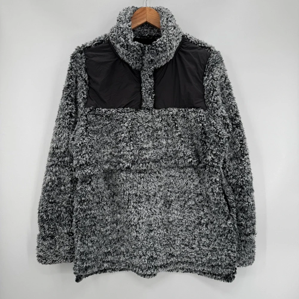 Latched Mama Sherpa Fleece Pullover Breastfeeding Jacket Womens‎ 1X Grey Pockets